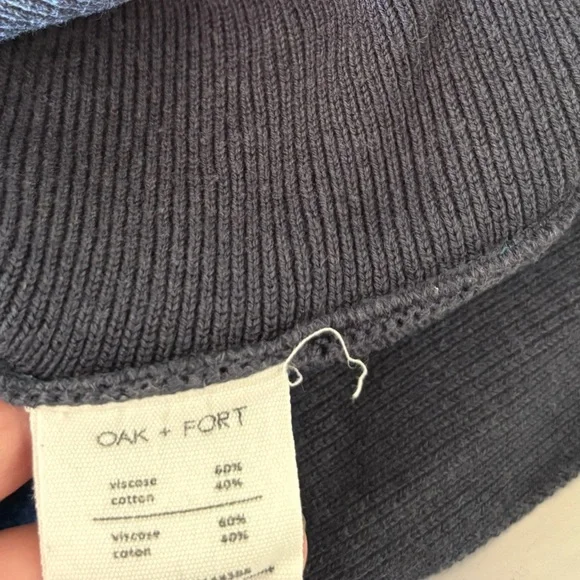 Oak + Fort Blue Ribbed Tunic Top XS Wide Sleeve Structured Minimalist - Picture 7 of 10